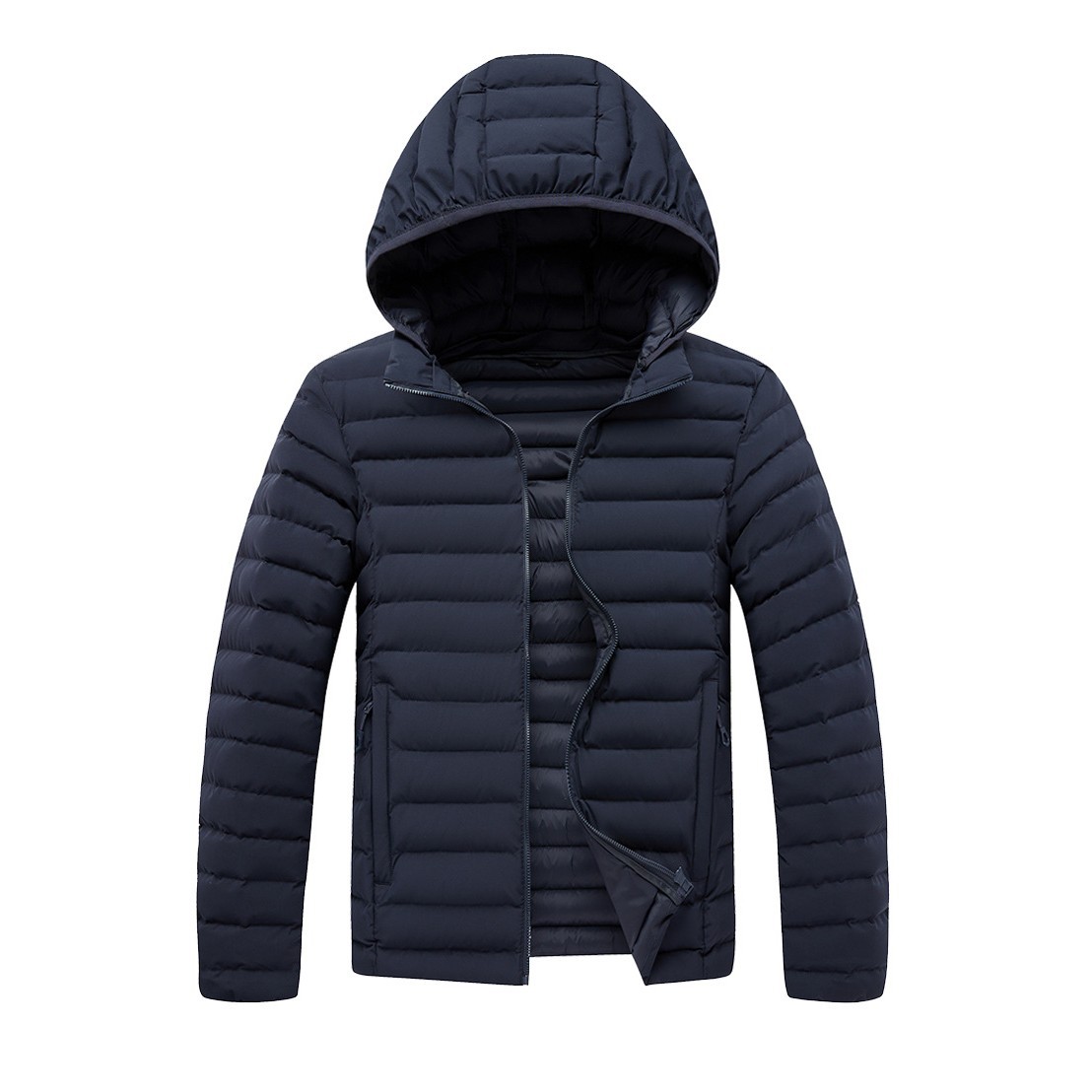 Retail short cotton coat, over-the-knee short winter group uniform with printed logo, casual outdoor sports school uniform 5365