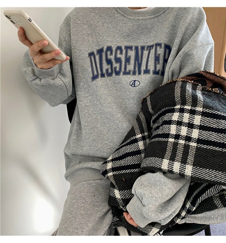 Sudadera fina para mujer, otoño 2025, nuevo estilo coreano, cuello redondo, estampado de letras, holgada, chaqueta informal para estudiantes, ropa de moda para mujer
