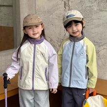 女童外套薄款春装2026新款男童早春防风冲锋衣宝宝户外运动上衣潮