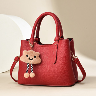 Cute Bear Handbag 2024 New Simple Atmospheric Personality Shoulder Crossbody Women's Bag Foreign Trade Small Bag