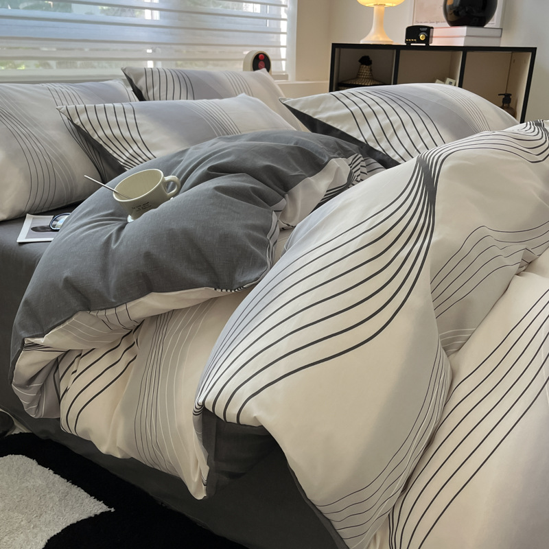 Conjunto de capa de edredão e lençóis de algodão nórdico_voghion.com