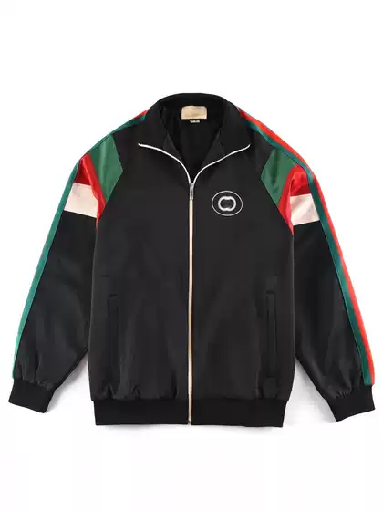 High-Quality 2025g Home Autumn and Winter New American Three-Color Stripesd Laminated Zipper Jacket for Men and Women High-Quality Loose