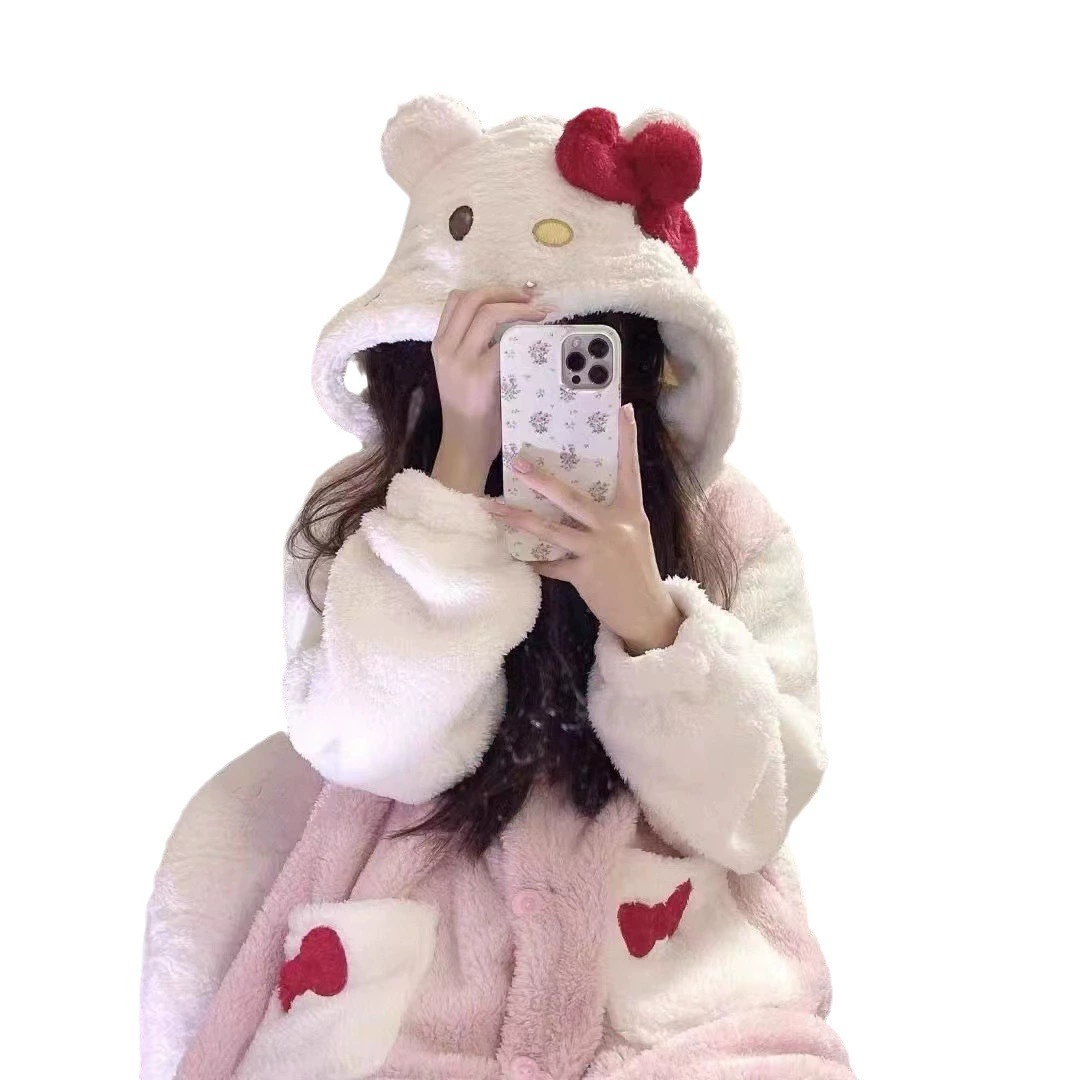 Демисезонные пижамы, бархатная махровая халатик с коралловым велюром, длинный комплект, коллекция 2023 года, инфлюенсер, увеличенная толщина