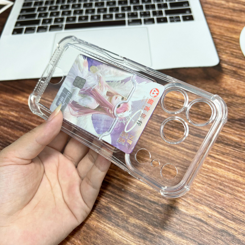 适用iPhone16Pro带推卡包手机壳苹果17四角15防摔13/14保护套批发|undefined