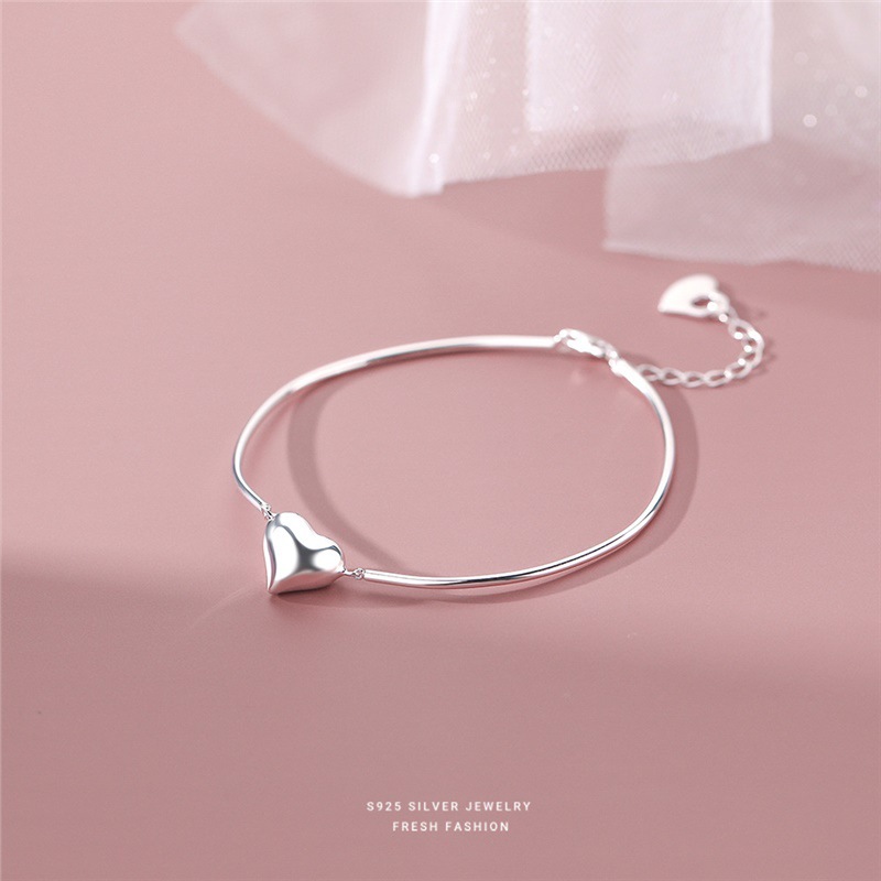 S Pure Silver Love Bend Brace, Light Luxury, Simple, Cute, Elegant, High Grade, Internet Famous Instagram Style_voghion.com