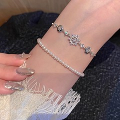 冬日雪花复古精致小众设计感高亮锆石可调节抽拉式手链