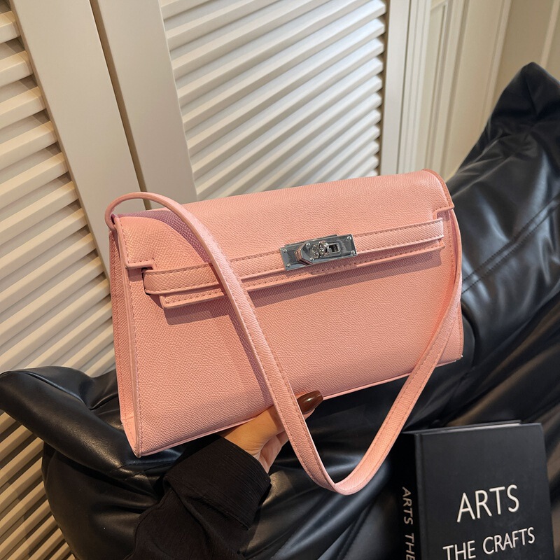 Elegant simple underarm bag women's 2025 new fashion texture solid color Kelly bag all-match retro casual messenger bag Elegant simple underarm bag women's 2025 new fashion texture solid color Kelly bag all-match retro casual messenger bag