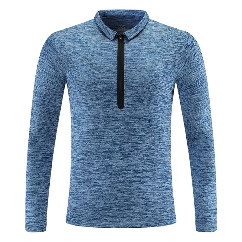 Hombres de primavera y otoño deportes de manga larga media cremallera collar de soporte de secado rápido transpirable camiseta juvenil camiseta casual camiseta superior