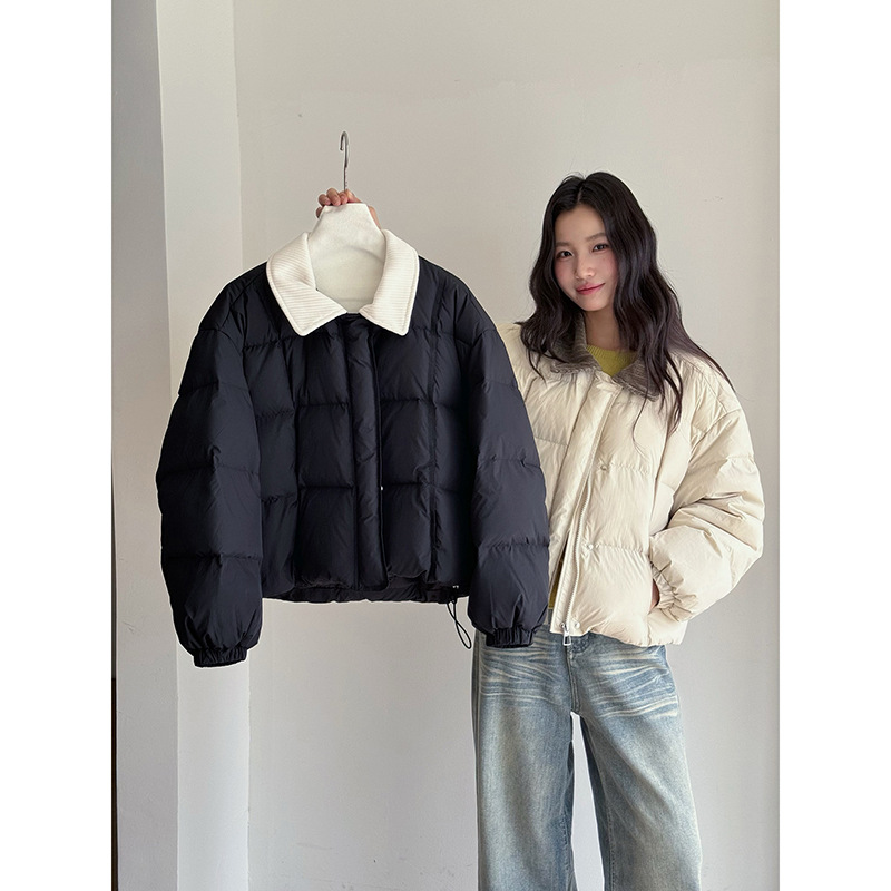 【北欧雪堡】歌铭韩系通勤灯芯绒翻领羽绒服冬季面包服外套N793C