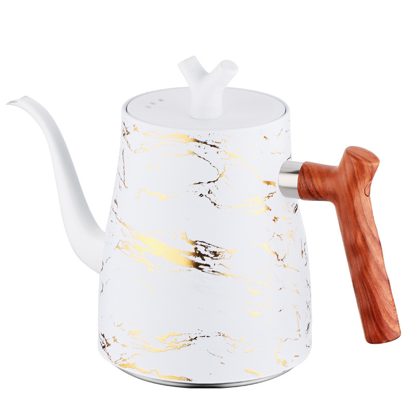 큰 입 플로팅 골드 화이트(화이트 커버와 나뭇결 손잡이)