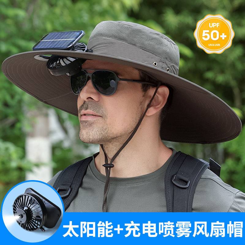新品スプレー充電式ソーラーファンキャップメンズアウトドア登山釣り紫外線シェード|undefined