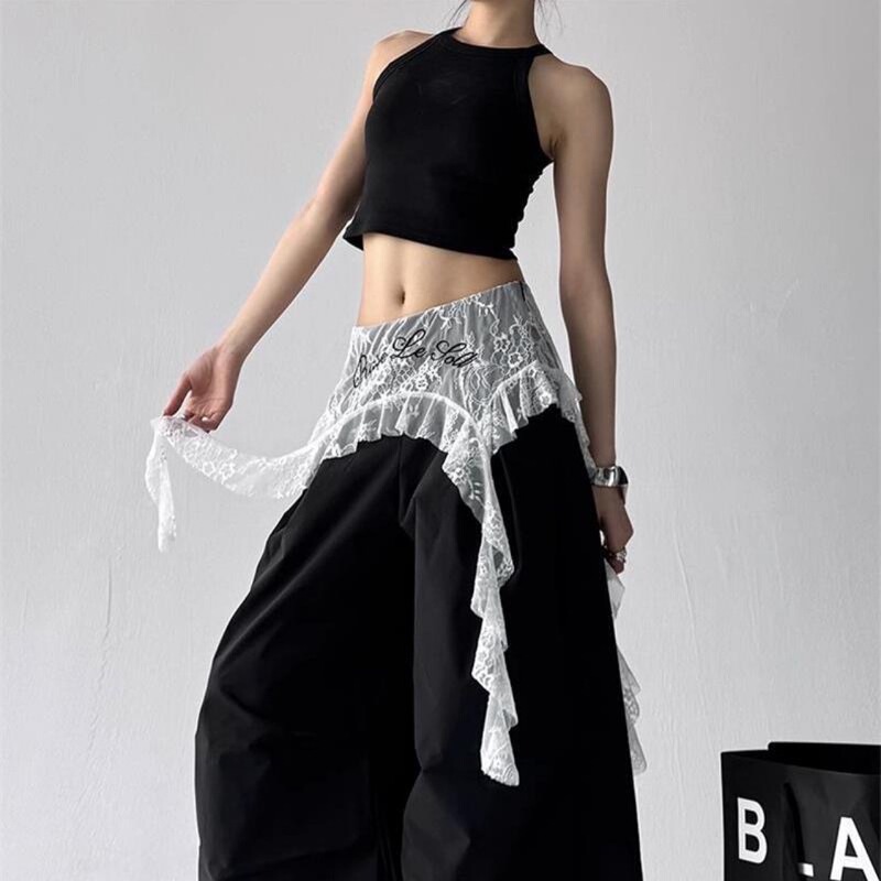 Jazz Dance Layered Skirt Accessory Lace Embroidered Irregular Skirt Pants Decoration Accessory Skirt Curtain