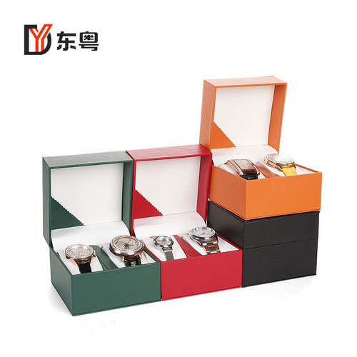 High-end pu leather watch box with rounded corners unit watch box right angle double position watch box with rounded corners pillow bag watch box