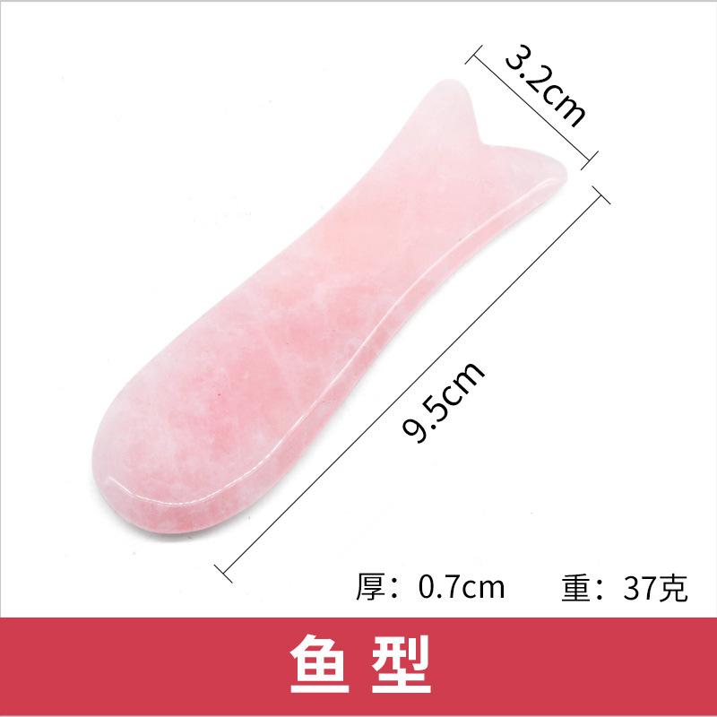 Herramienta de Jade Rosa para Masaje Facial, Forma de Pez y Triángulo