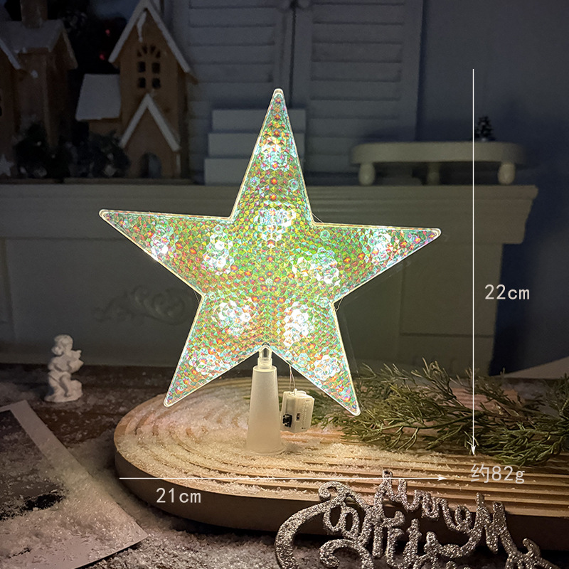 クリスマスの新しい発光樹頂星クリスマスツリー装飾用品は国境を越えてクリスマスの透明なランプ付き五芒星に特化している