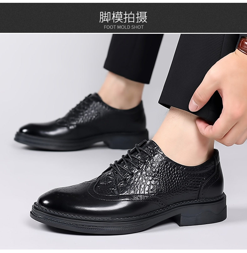 Giày da công sở nam thủ công cao cấp da bò thật, đế dày, kiểu dáng thanh lịch — PZ7105 màu nâu, PZ7105 màu đen chi tiết 10