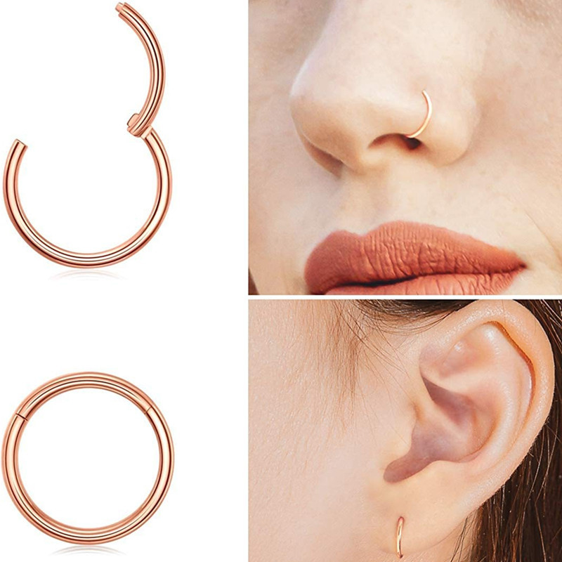 Cross border exclusive jewelry, popular in Europe and America, stainless steel puncture nose ring interface ring, closed ring, seamless nose ring earrings