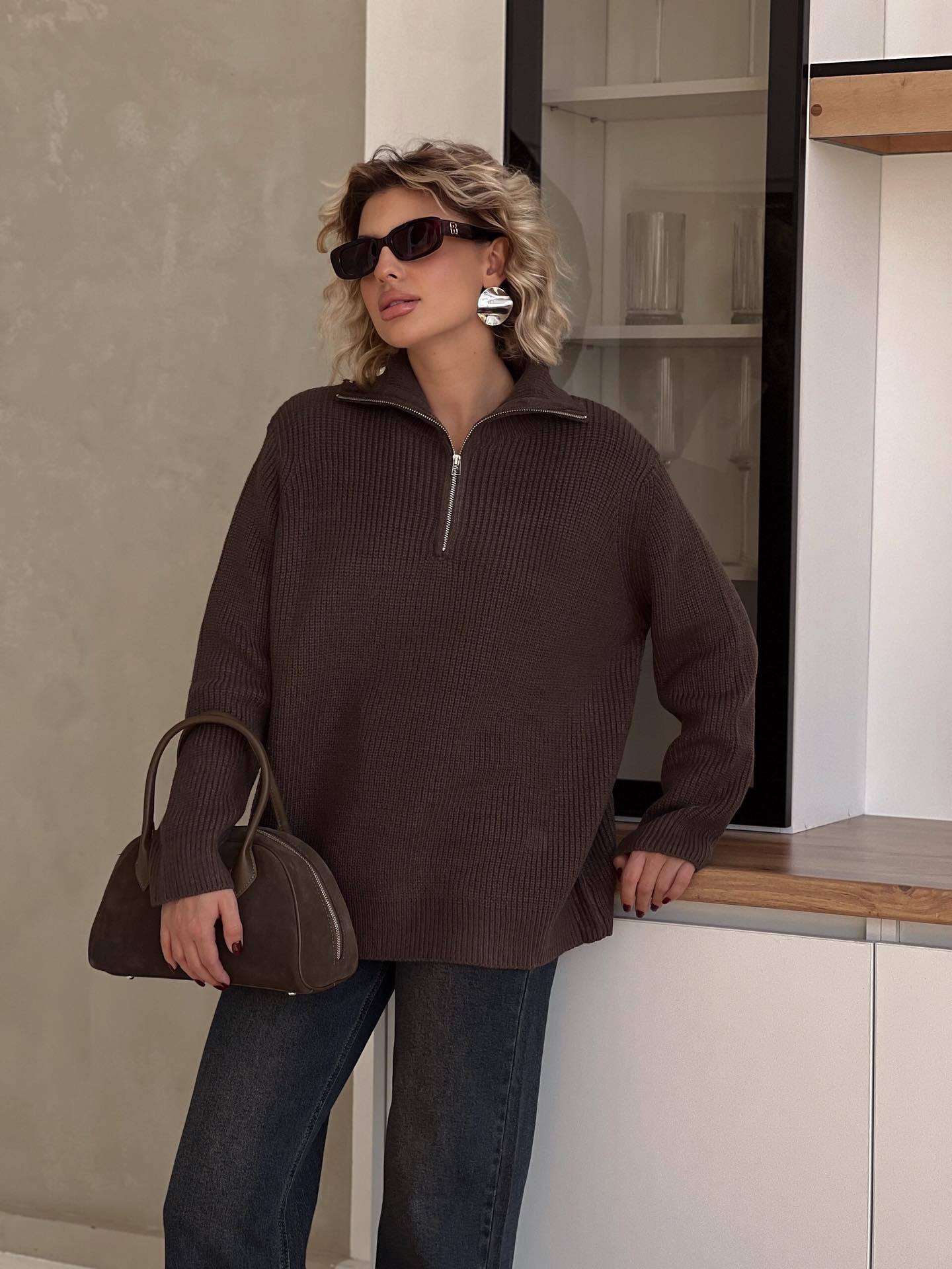 Pull minimaliste unisexe en coton bio à maille drop-stitch_voghion.com