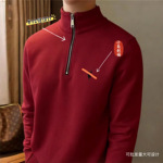 美式男士卫衣半拉链立领春秋刺绣小马标潮流休闲拉链纯色立领卫衣