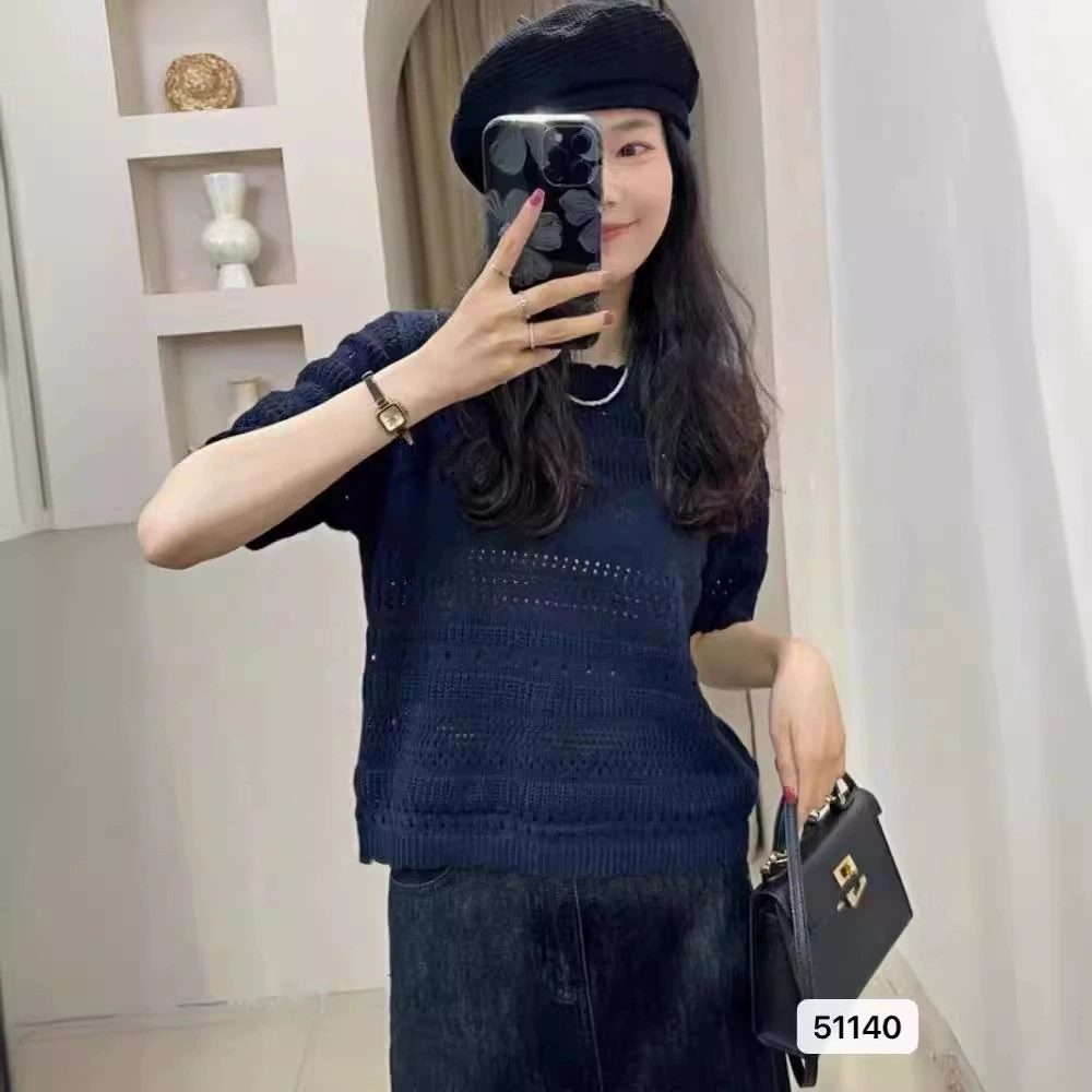 Knitted summer cute base body-friendly sweater, fitted