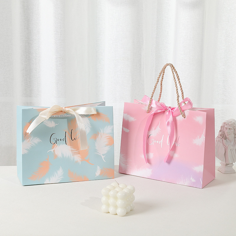 おしゃれな森ガール風ギフトバッグ加工 誕生日プレゼントバッグ 紙包装袋 ハンドバッグ リボン付き完成品 キャンディバッグ|undefined