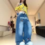 显瘦美式夏季字母牛仔裤