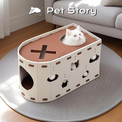 猫窝猫抓板一体猫玩具自嗨解闷新型猫窝桶四季通用毛毡双层猫咪窝