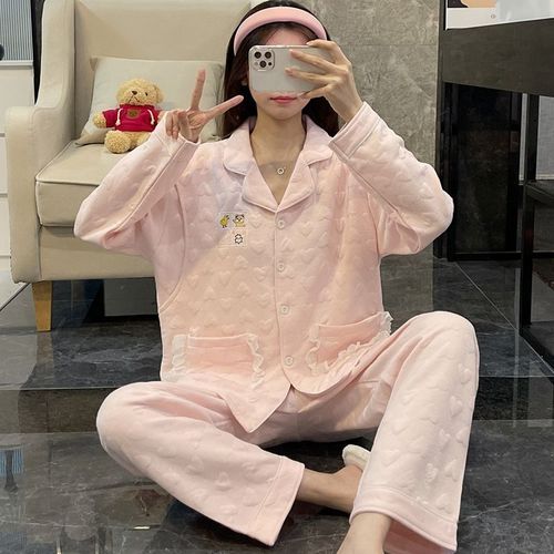 Postpartum clothing winter postpartum thickened warm cotton nursing autumn pajamas air cotton pregnant women's period quilted home clothes hot
