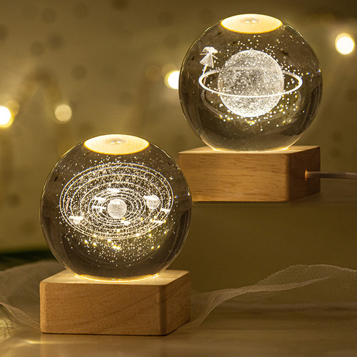 Father's Day Universe Glowing Base Crystal Ball Night Light Valentine's Day Gift Ornaments Student Creative Birthday Gifts