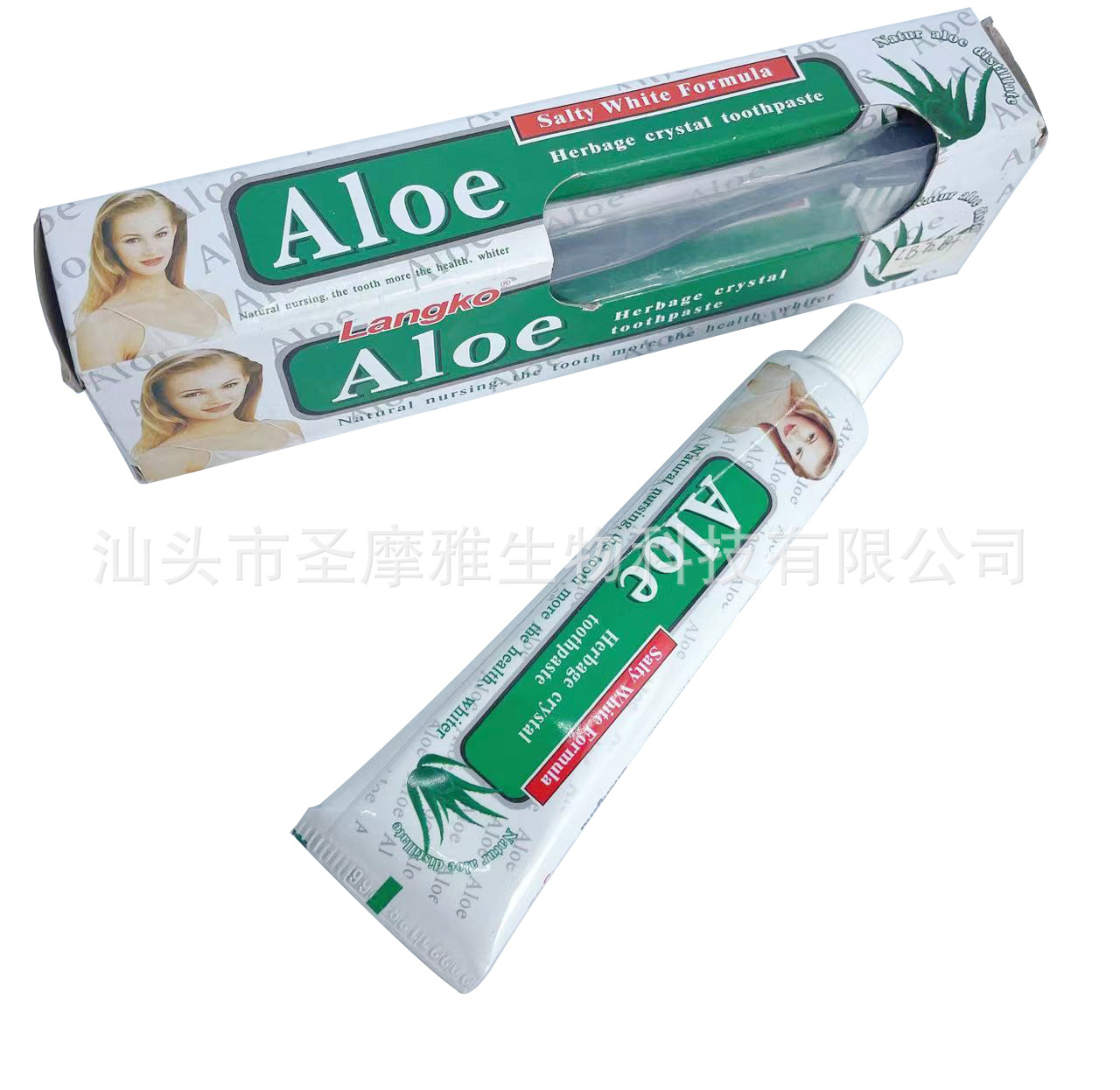 Cross-border foreign trade English export aloe toothpaste aloe toothpaste 105g crystal transparent paste with toothbrush