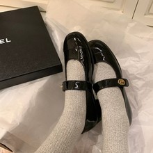 真皮小香风玛丽珍女鞋子2024秋冬新款法式平底单鞋低跟粗跟小皮鞋