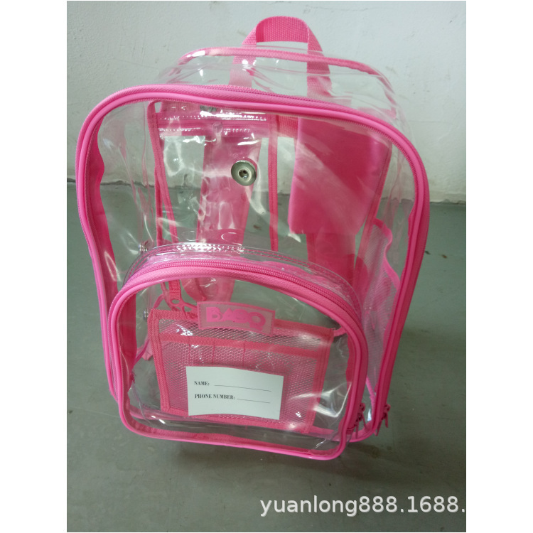 批发透明PVC双肩包果冻包防水背包沙滩旅游透明大容量学生书包