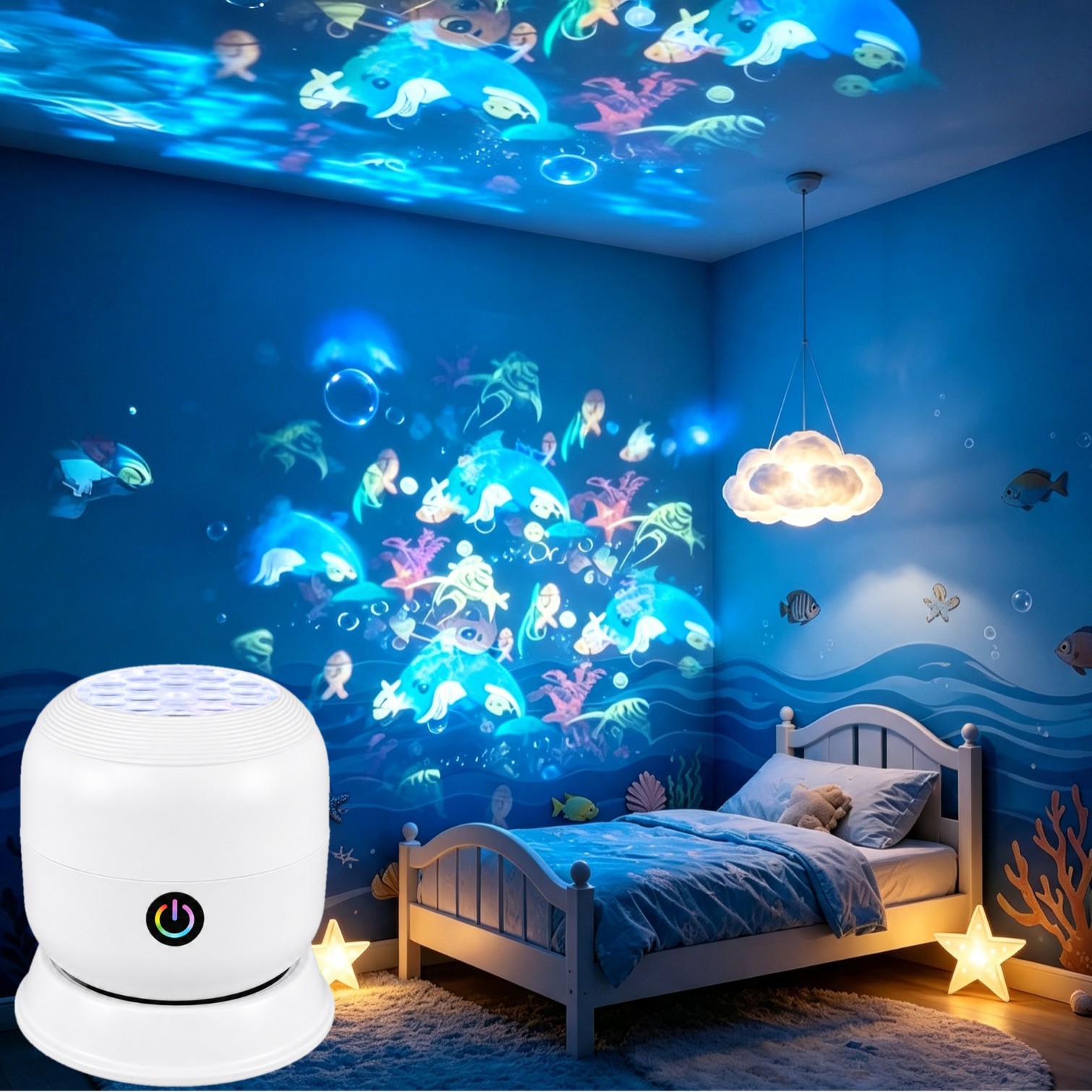 Lámpara Proyectora Nocturna Giratoria de Acrílico con Control Táctil y Luz LED para Dormitorio y Sala de Estar image 5