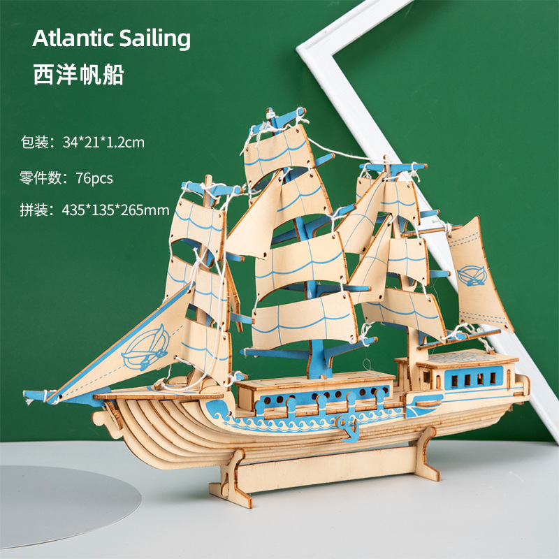 Hàng 3D ba chiều xếp hình thủ công bằng gỗ lắp ráp mô hình tàu xếp hình tự làm đồ chơi sáng tạo quà tặng
