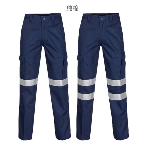 Foreign trade pure cotton spring and autumn reflective long sleeve shirt workwear gas station labor protection set construction engineering workwear