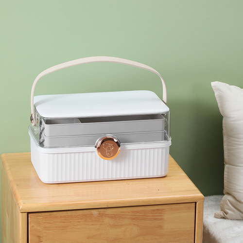 Plastic portable double-layer medical box portable first aid medical box health center small medicine box household storage box