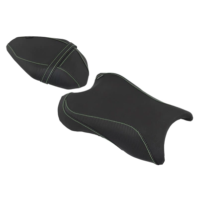 Heightening Front Cushion Rear — Motorcycle cushion - front-and-rear-seat-cushions-black-green-line