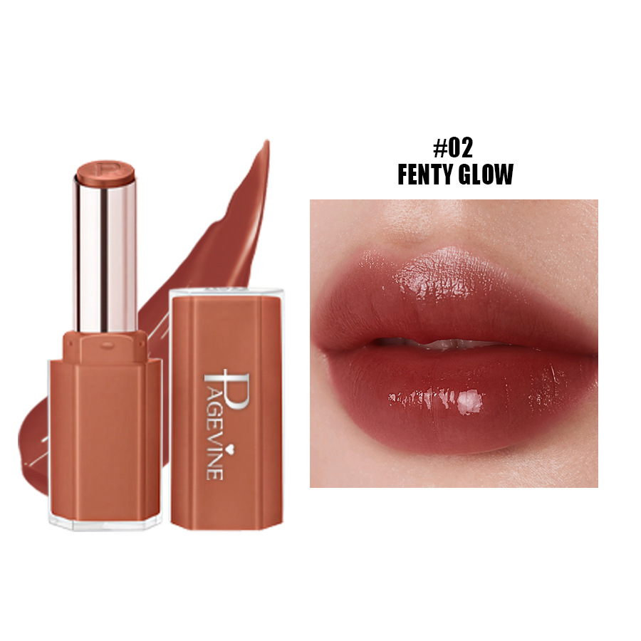 Cross-border Beauty PAGE VINE Mirror Light Lipstick para desarrollar el color, retener el maquillaje y humectar la superficie del espejo sin tazas de agua, hidratante y brillante.