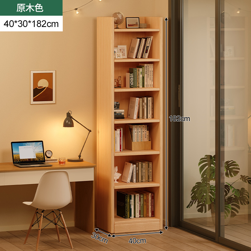 Estante de madera estante de esquina de pared estrecho estante de esquina de piso contra la pared hendidura de esquina simple almacenamiento gabinete de biblioteca doméstica