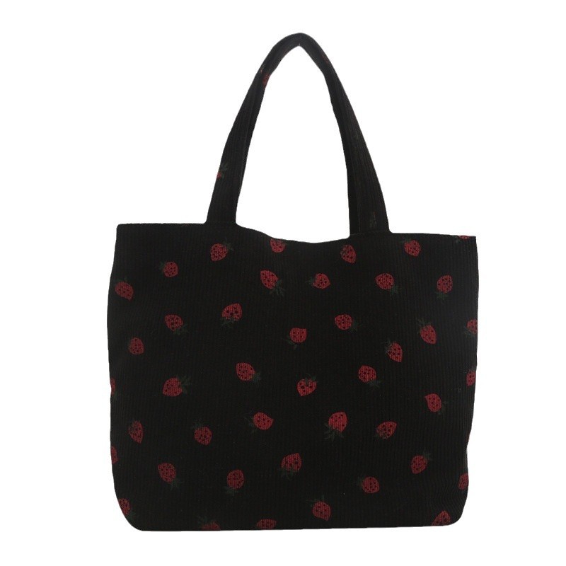 2026 nuevo bolso de transporte de gran capacidad impresión de fresas bolso de hombro de estudiantes