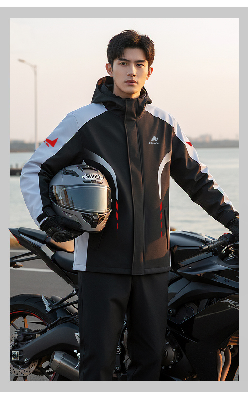 Motosiklet Yağmur Kıyafeti Yağmur Pantalonu Bisiklet Motosiklet Giysileri Erkek Yetişkin Dış Giyim Su Geçirmez Fırtına Yağmuru Teslimat Kurye Bölünmüş Set Çapraz Sınır