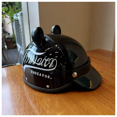 Men's and Women's Half Helmet Summer | Motosiklet kaskı (dəbilqə) - black-ear-style-single-helmet-one-size