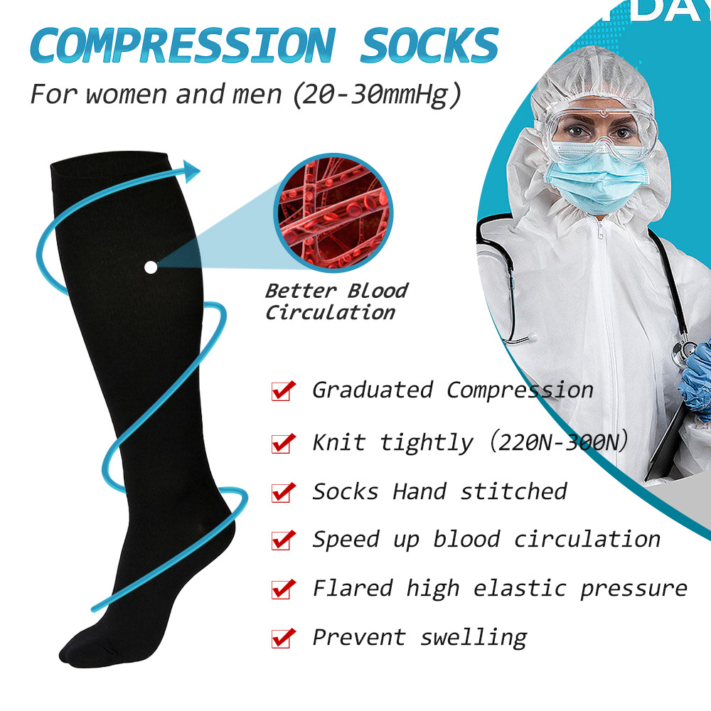 4/5/6XL tallas grandes calcetines de compresión deportes fitness calcetines de compresión Amazon transfronterizo Venta caliente calcetines de compresión de color sólido