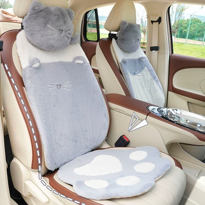 Blue Rain Car Seat Cushion Plush Cute Car Seat Cover for Autumn and Winter Comfortable Soft Car Seat Cushion