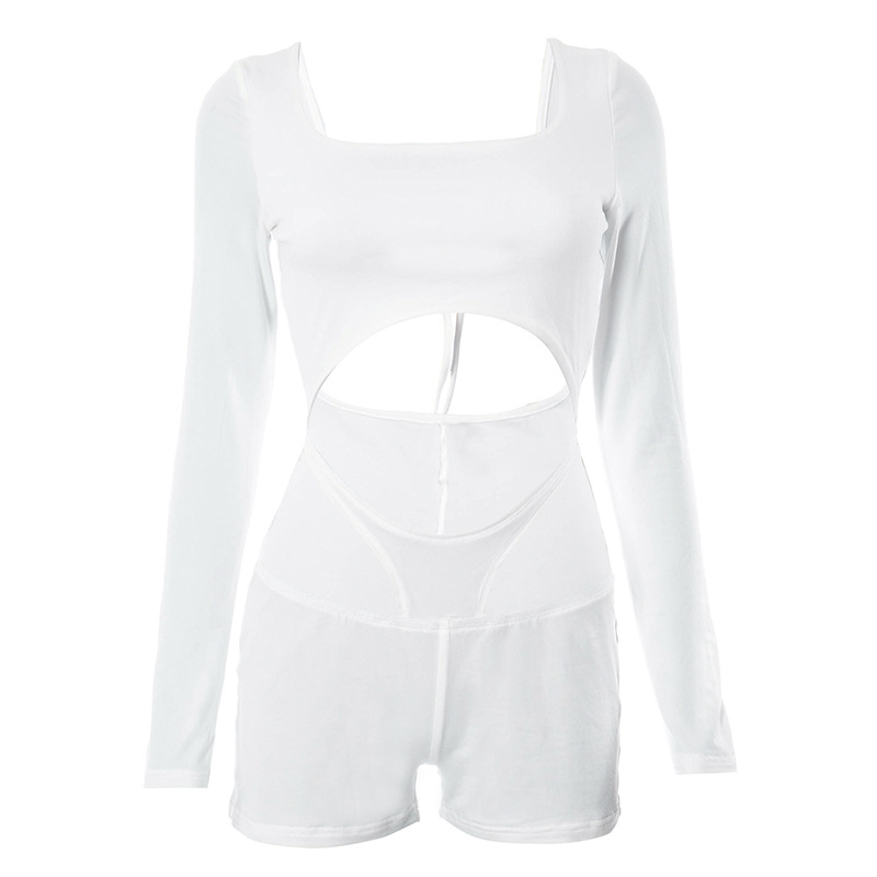 Women Clothing Summer Long Sleeve Hollow Out Cutout out Sexy Bare Back Jumpsuit