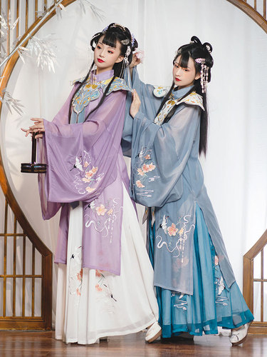 Chinese hanfu palace women authentic Hanfu national collar embroidery Ming Dynasty cloud shoulder sleeve