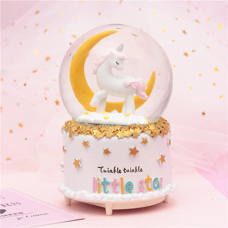 クリエイティブギフト回転トロイの木馬クリスタルボール誕生日プレゼント振り子友達ユニコーンオルゴール卸売りプレゼント|undefined
