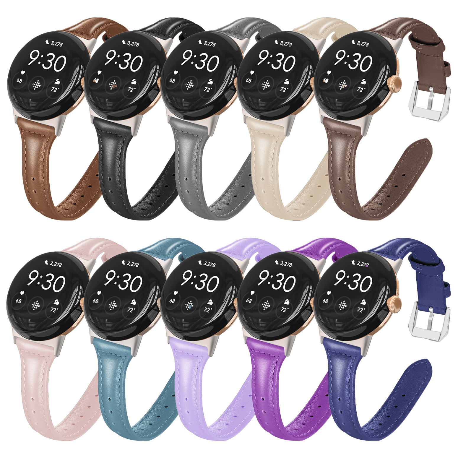 Suitable for Google Pixel Watch4, Slim Genuine Leather Women's Watch Strap, Versatile