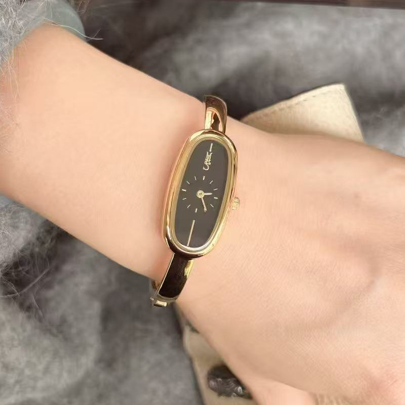 米莉莎Mishali款椭圆形感时尚简约女士手表抖音手镯中古大气