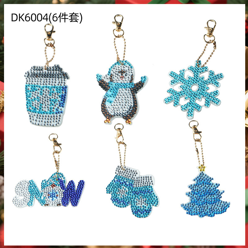 Transfronterizos Diy nuevo diamante de Navidad pintado llavero tamaño de perforación especial para niños bolsas de regalo colgante